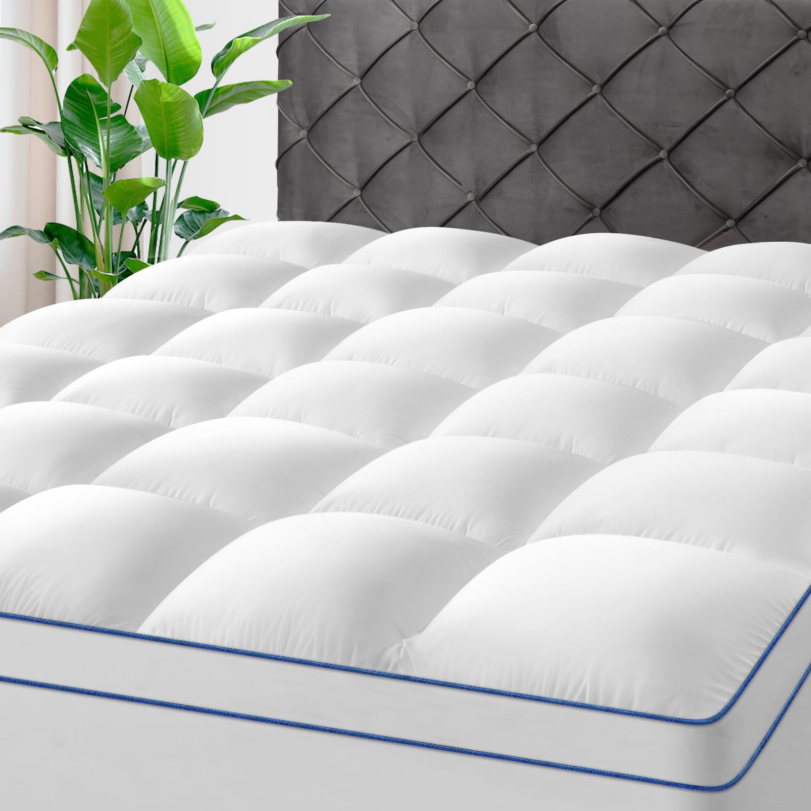Kayfia Queen Mattress Topper,Extra Thick Mattress Pad Cover For Deep Sleep,3D+7D Snow Down Alternative Fill Overfilled Plush Pil